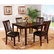 Transitional Style Five Piece Dining Set, Espresso Finish