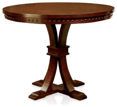 Marble Top Counter Height Table, Dark Walnut Finish