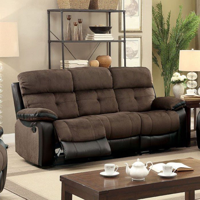 Sofa Contemporary Style, Brown & Espresso Finish