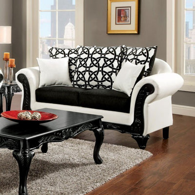 Classy Cozy Loveseat Transitional Style, Black & White