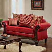 Spacious Howling Love Seat Traditional Style, Red
