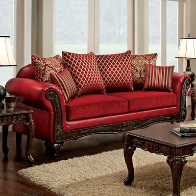Spacious Howling Sofa Traditional Style, Red