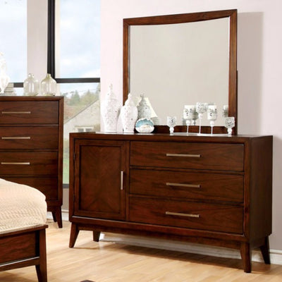 Transitional Style Wooden Dresser, Brown Cherry