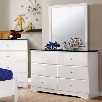 Wooden  Dresser With Ample Storage Space, White And Blue
