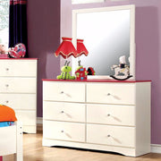 Wooden  Dresser With Ample Storage Space, White And Pink