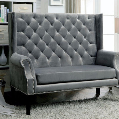 Contemporary Loveseat chair, Wingback Design, Gray