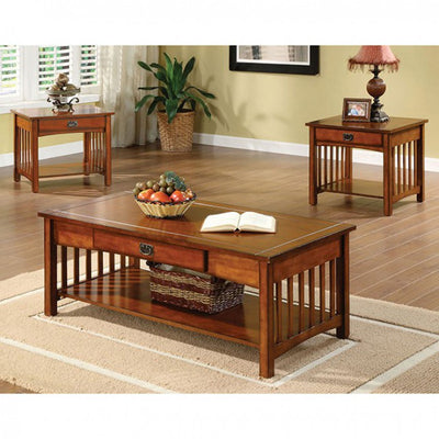 Elegantly Designed 3 Piece Table Set, Antique Oak
