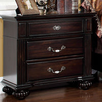 Traditional Style Beautiful Nightstand, Dark Walnut