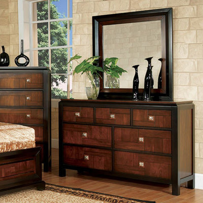 Splendid Wooden Dresser In Transitional Style,  Acacia And Walnut Brown
