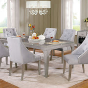 Contemporary Style Dining Table With Tapered Legs, Silver