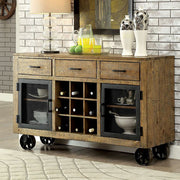 Industrial Style Server, Rustic Pine Finish