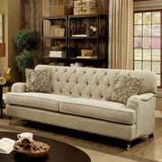 Transitional Style Tufted Comfy Sofa, Beige