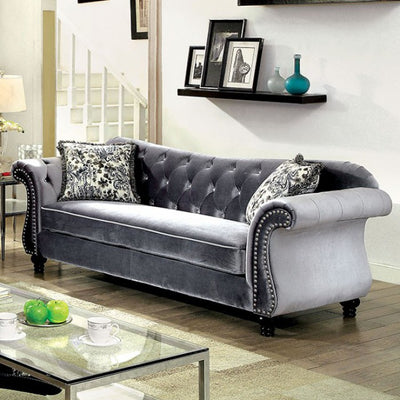 Glamorous Traditional Style Sofa, Gray