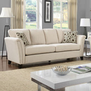 Contemporary Style Sofa With Nail Trim, Ivory