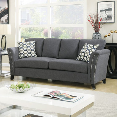 Contemporary Style Sofa With Nail Trim, Gray