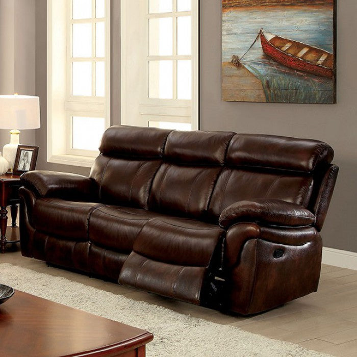 Leatherette Transitional Style Sofa, Brown