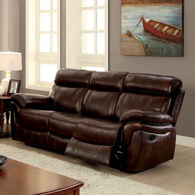 Leatherette Transitional Style Sofa, Brown