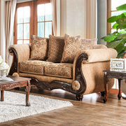 Sophisticated Wondrous Love Seat, Gold & Brown