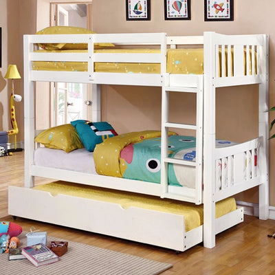 Twin- Twin size Transitional Style Bunk Bed - White