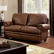 Transitional Style Love Seat, Brown