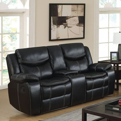 Transitional Reclining Love Seat, Black