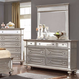 Gracious Slickly Designed Contemporary Style Wooden Dresser, Silver