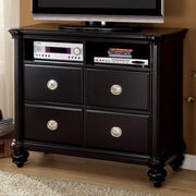 Wooden Media Chest With chrome handles, Black