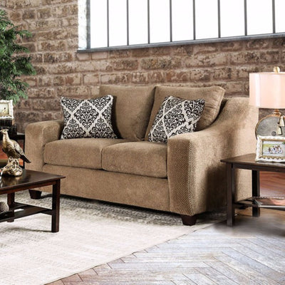 Love Seat With Sloped Track Arms, Mocha