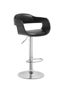Black Contemporary Swivel Adjustable Barstool with Padded Seat and Back
