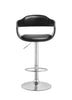 Black Contemporary Swivel Adjustable Barstool with Padded Seat and Back