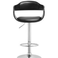 Black Contemporary Swivel Adjustable Barstool with Padded Seat and Back