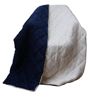 Super Soft Quilted Navy Navy Blue and Fleece Throw Blanket