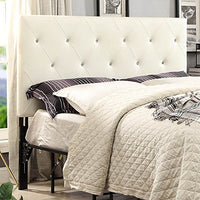 Queen White Contemporary Diamond Tufted Fabric Headboard