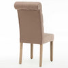 Brown Roll Top Tufted Linen Fabric Modern Dining Chair in a Set of 2