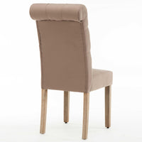 Brown Roll Top Tufted Linen Fabric Modern Dining Chair in a Set of 2