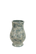 Beautiful Ceramic Zig Zag Patterned Curvy Vase, Blue and White
