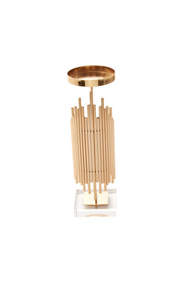 Alluring Metallic Candle Holder, Gold