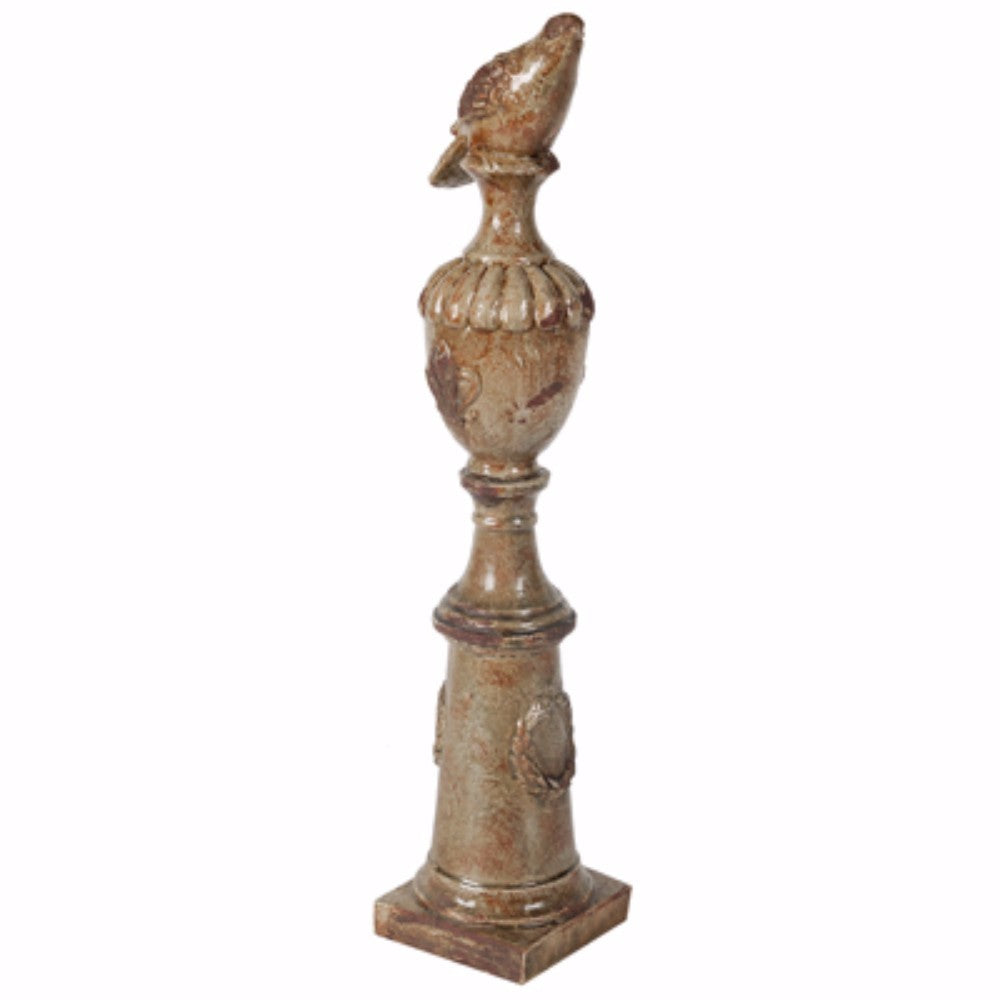 Ceramic Bird Finial Statue, Light Brown