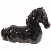 Glazed Brown Finish Horse Statue, Black and Brown
