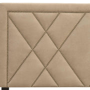 King Beige Contemporary Upholstered Tufted Nailhead Headboard