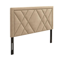 King Beige Contemporary Upholstered Tufted Nailhead Headboard