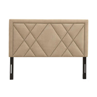 King Beige Contemporary Upholstered Tufted Nailhead Headboard