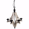 Solid 6-Light Washed-Wood Chandelier, White and Black