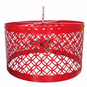 Beautiful Circular Cutout Metal Chandelier, Red