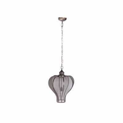 Nice Looking Crown Iron Hanging Light Fixture, Gray