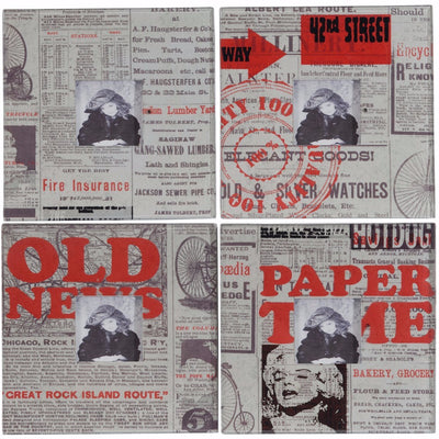 Newspaper Themed Photo Frames, Multicolor, Set of 4