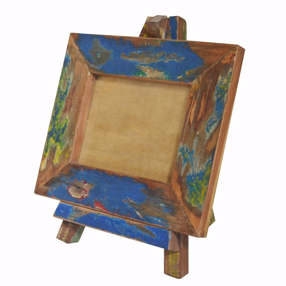 Artistic Canvas like Wood Photo Frame With Easel Stand, Multicolor