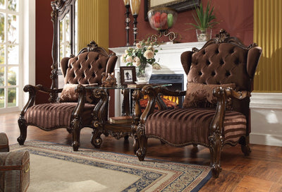 Chair with Pillow, Brown Velvet & Cherry Oak