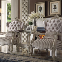Accent Chair With Pillow, Ivory Velvet & Bone White