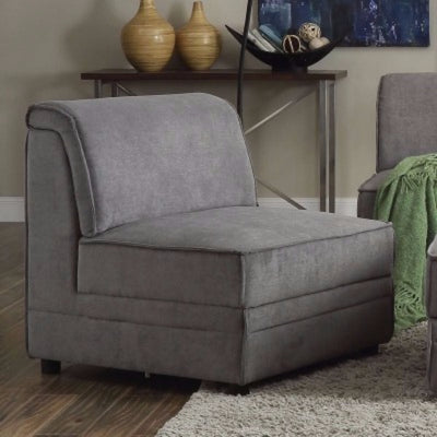 Armless Chair (Reversible), Gray Velvet
